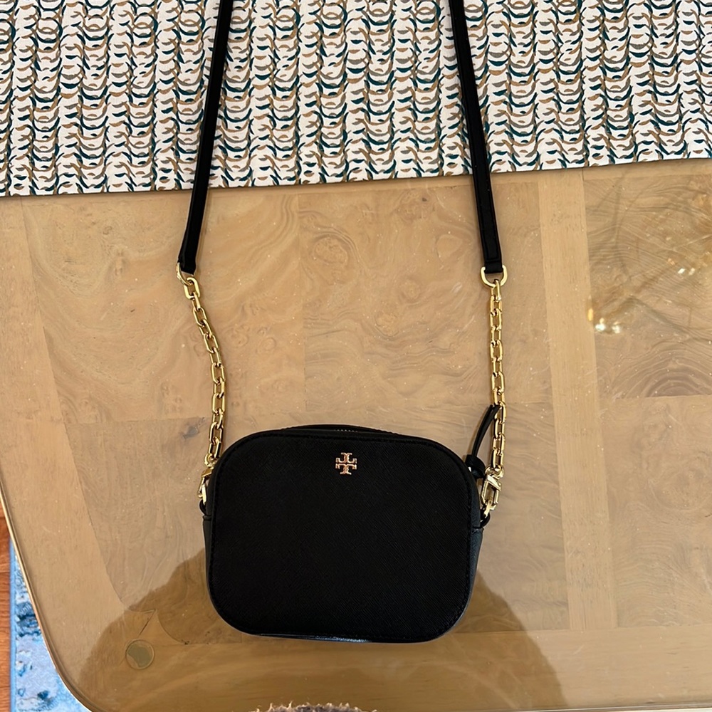 Tory Burch Black Crossbody Bag with Gold Chain Strap